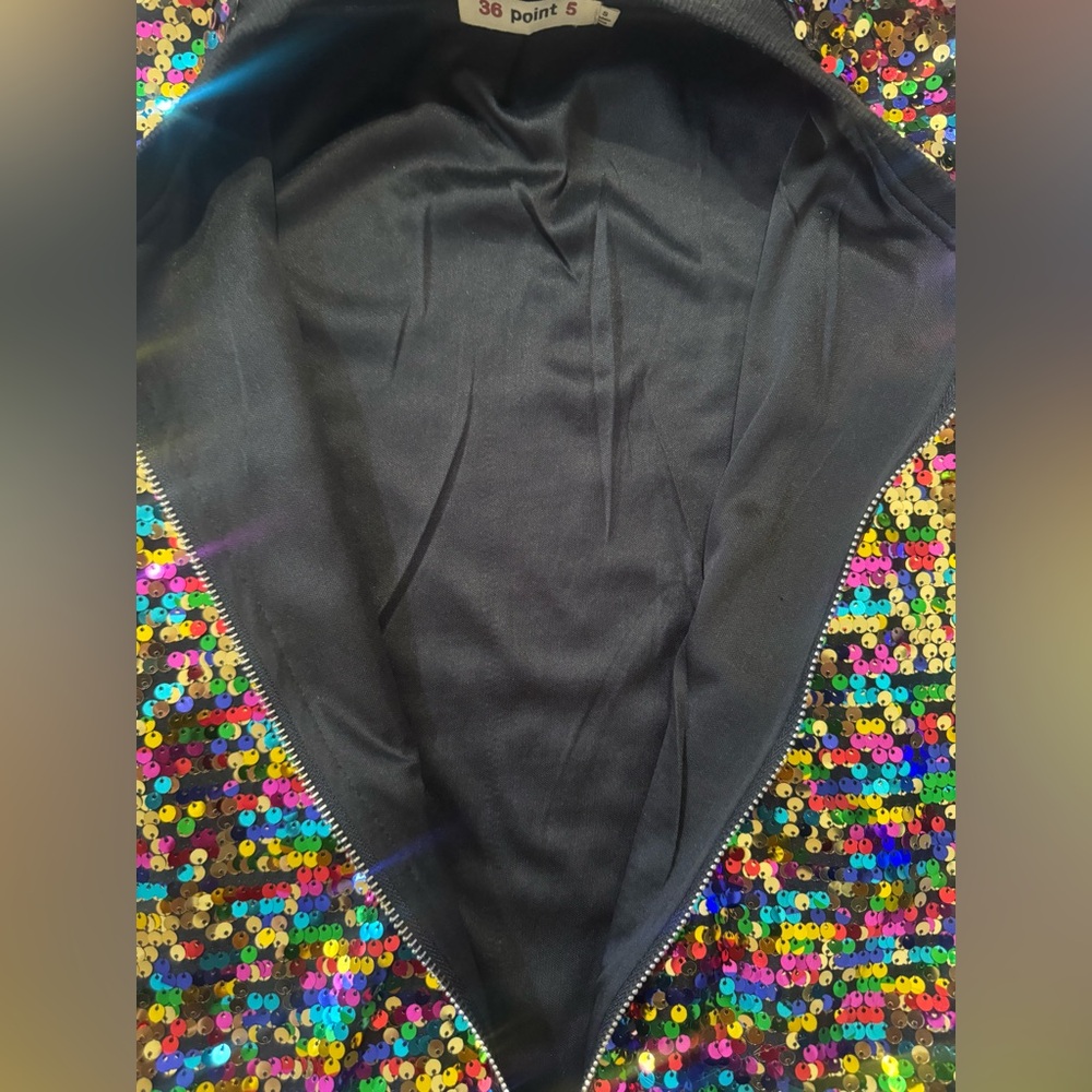 36 Point 5 Multicolor Sequin Bomber Jacket - Picture 5 of 8